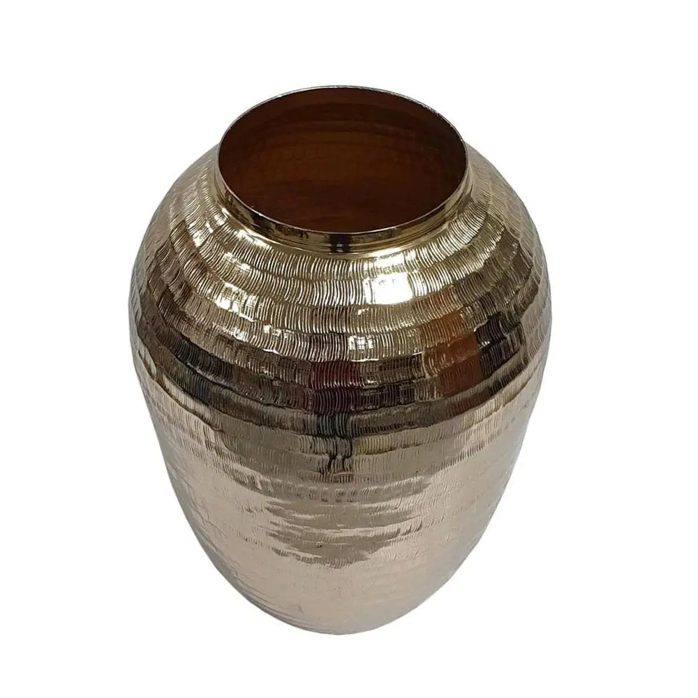 17" Gold Hammered Aluminum Urn Table Vase - NOBLE HOME INTERIORS