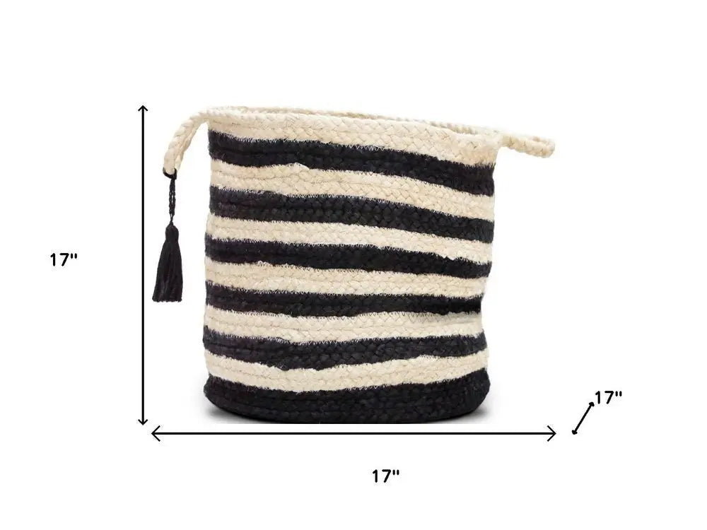 17" Ivory Jute Basket - NOBLE HOME INTERIORS