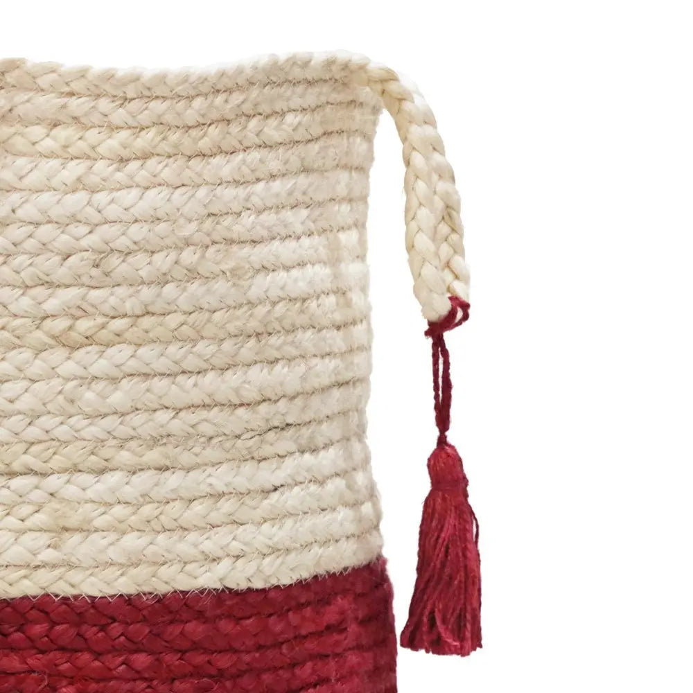 17" Ivory Jute Basket - NOBLE HOME INTERIORS