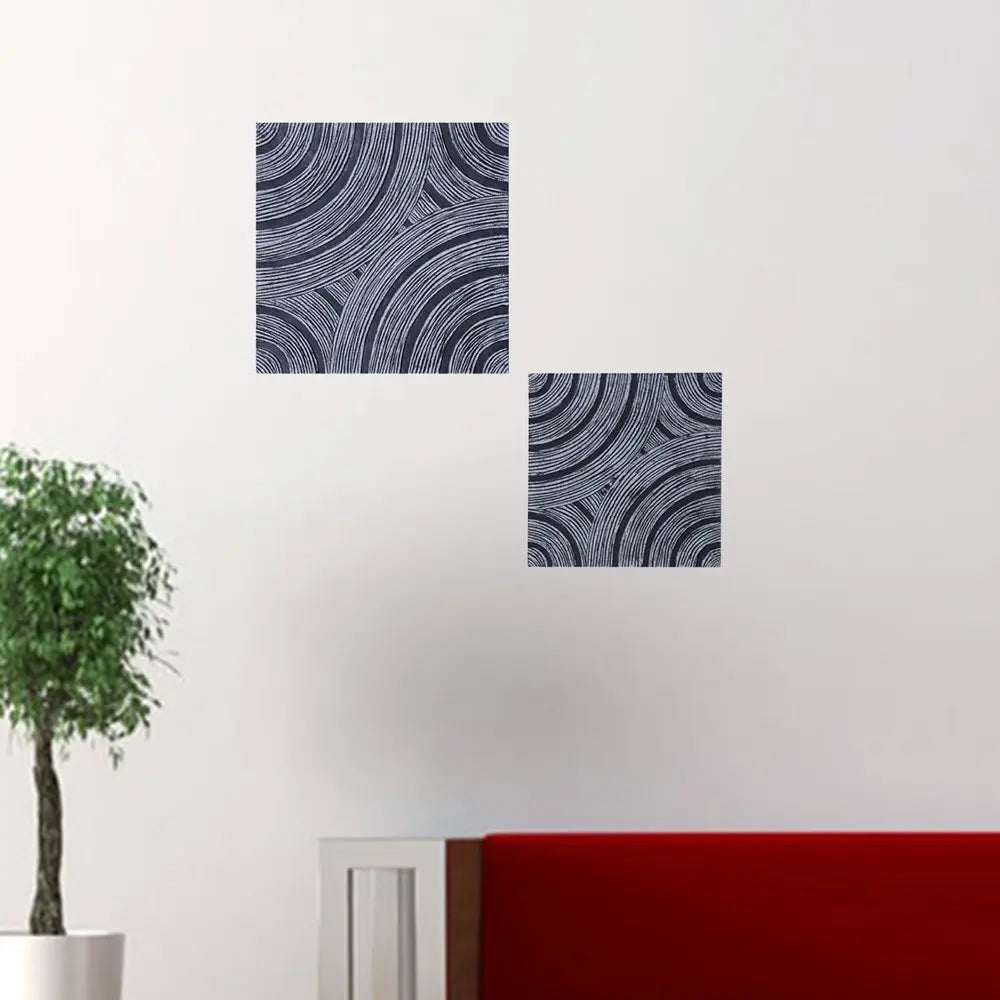 17" X 17" X 2" Gray, Lined Square - Wall Decor - NOBLE HOME INTERIORS