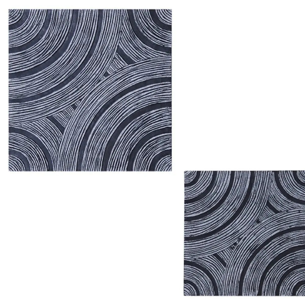 17" X 17" X 2" Gray, Lined Square - Wall Decor - NOBLE HOME INTERIORS