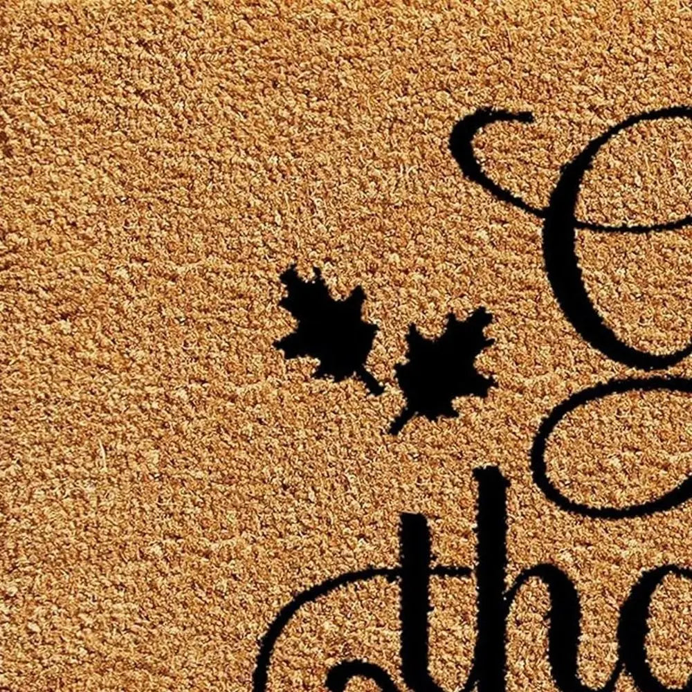 17" X 29" Black And Natural Coir Give Thanks Outdoor Door Mat - NOBLE HOME INTERIORS