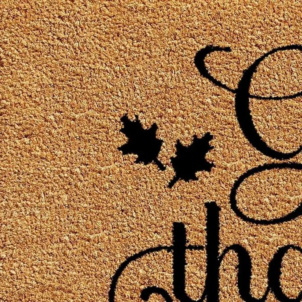 17" X 29" Black And Natural Coir Give Thanks Outdoor Door Mat - NOBLE HOME INTERIORS