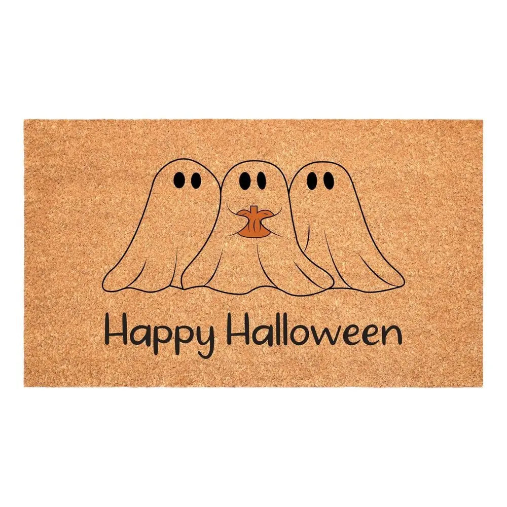 17" X 29" Black And Natural Halloween Halloween Happy Halloween Outdoor Coir Door Mat - NOVA HOME FURNITURE