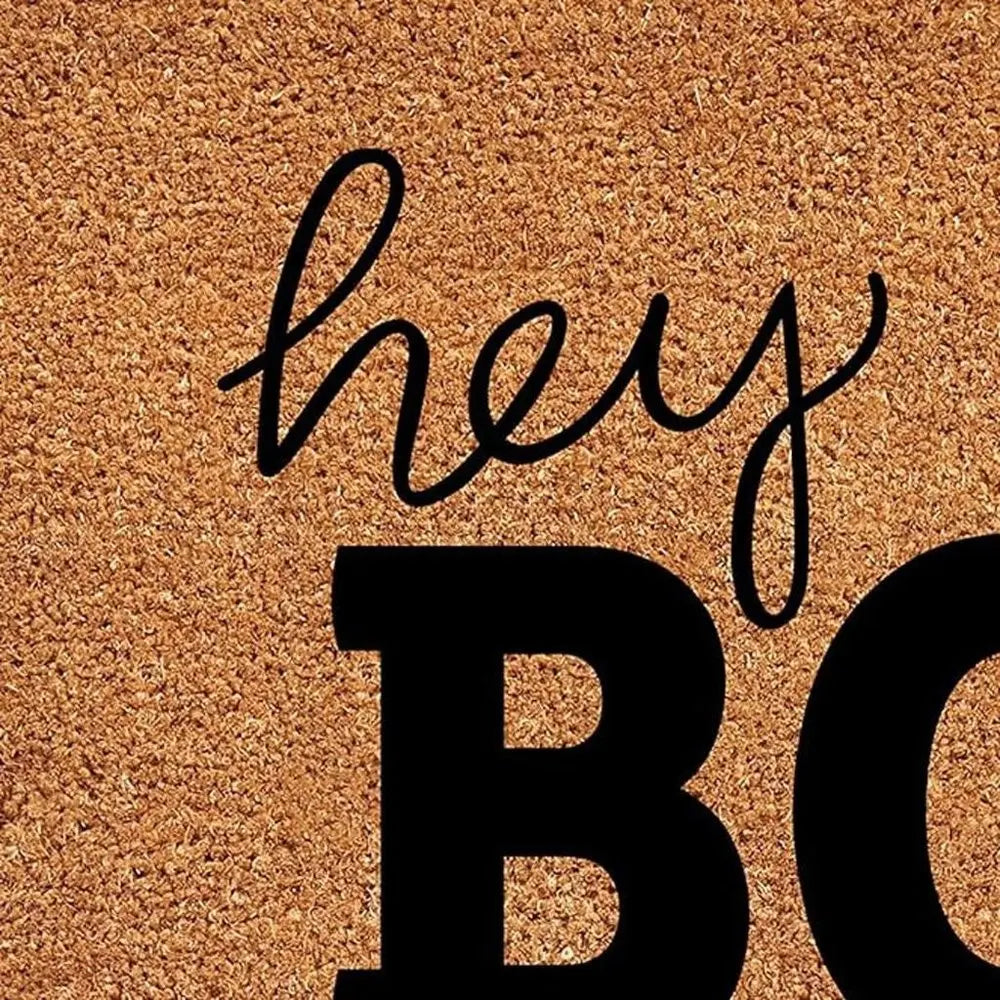 17" X 29" Black And Natural Halloween Halloween Hey There Outdoor Coir Door Mat - NOVA HOME FURNITURE