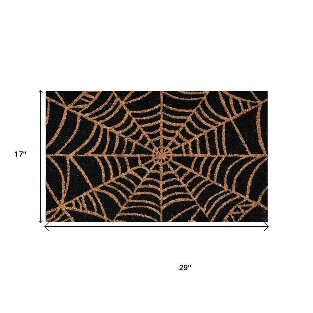 17" X 29" Black And Natural Halloween Halloween Outdoor Coir Door Mat - NOVA HOME FURNITURE