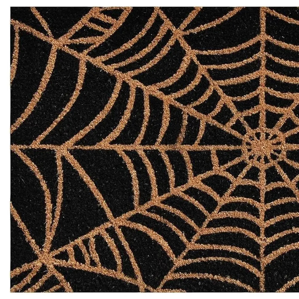 17" X 29" Black And Natural Halloween Halloween Outdoor Coir Door Mat - NOVA HOME FURNITURE