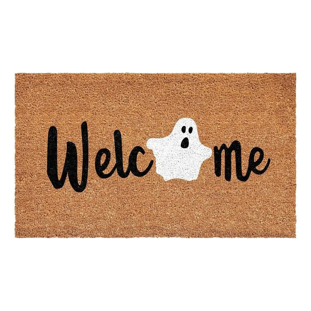 17" X 29" Black Natural And White Halloween Halloween Welcome Outdoor Coir Door Mat - NOVA HOME FURNITURE