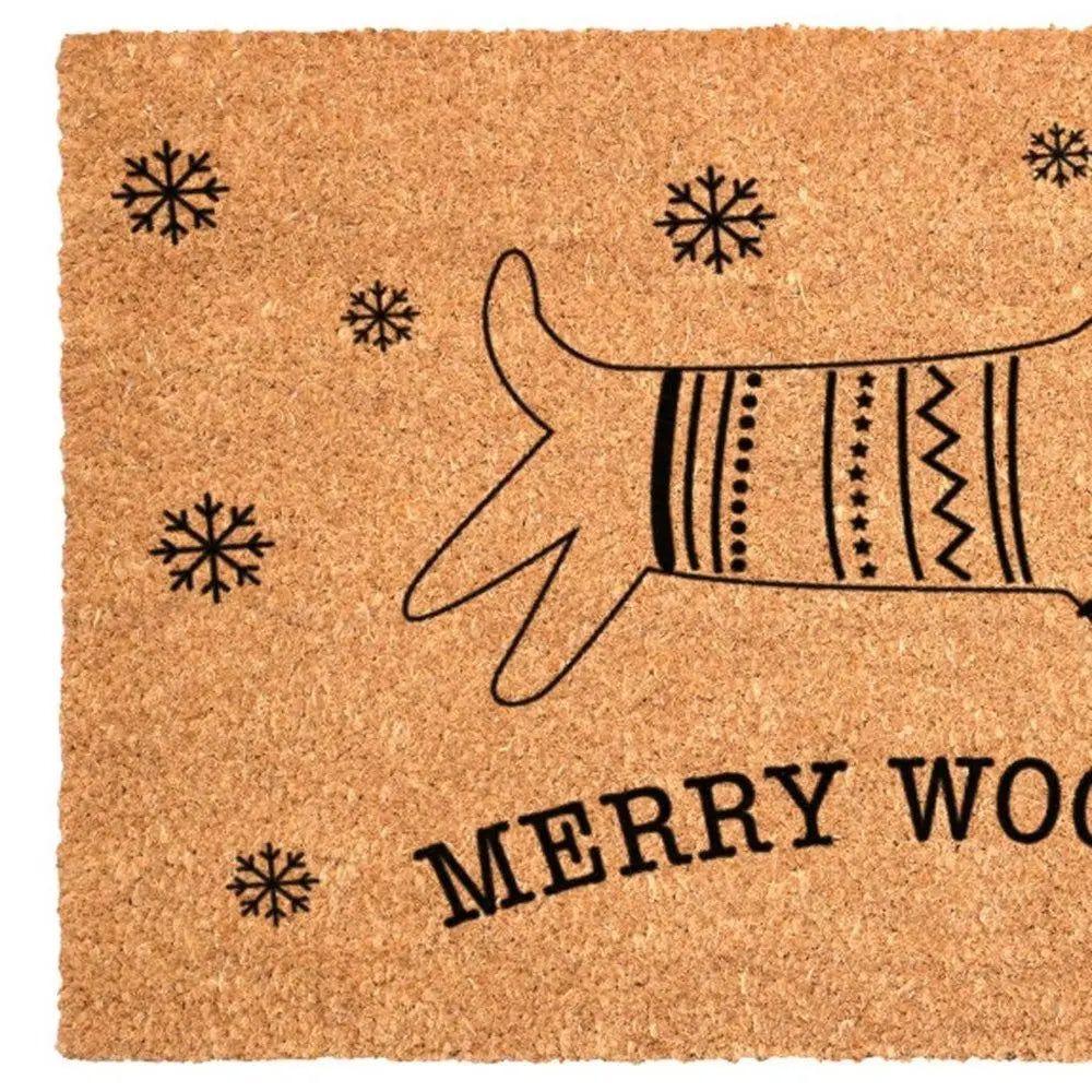 17" X 29" Brown And Black Christmas Dachshund Outdoor Coir Door Mat - NOBLE HOME INTERIORS