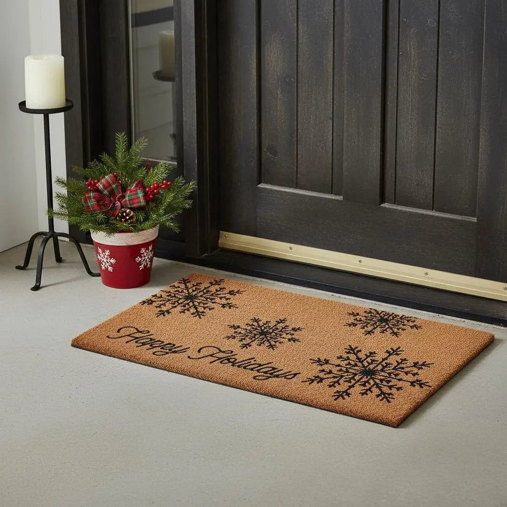 17" X 29" Brown And Black Christmas Merry Christmas Outdoor Coir Door Mat - NOVA HOME FURNITURE