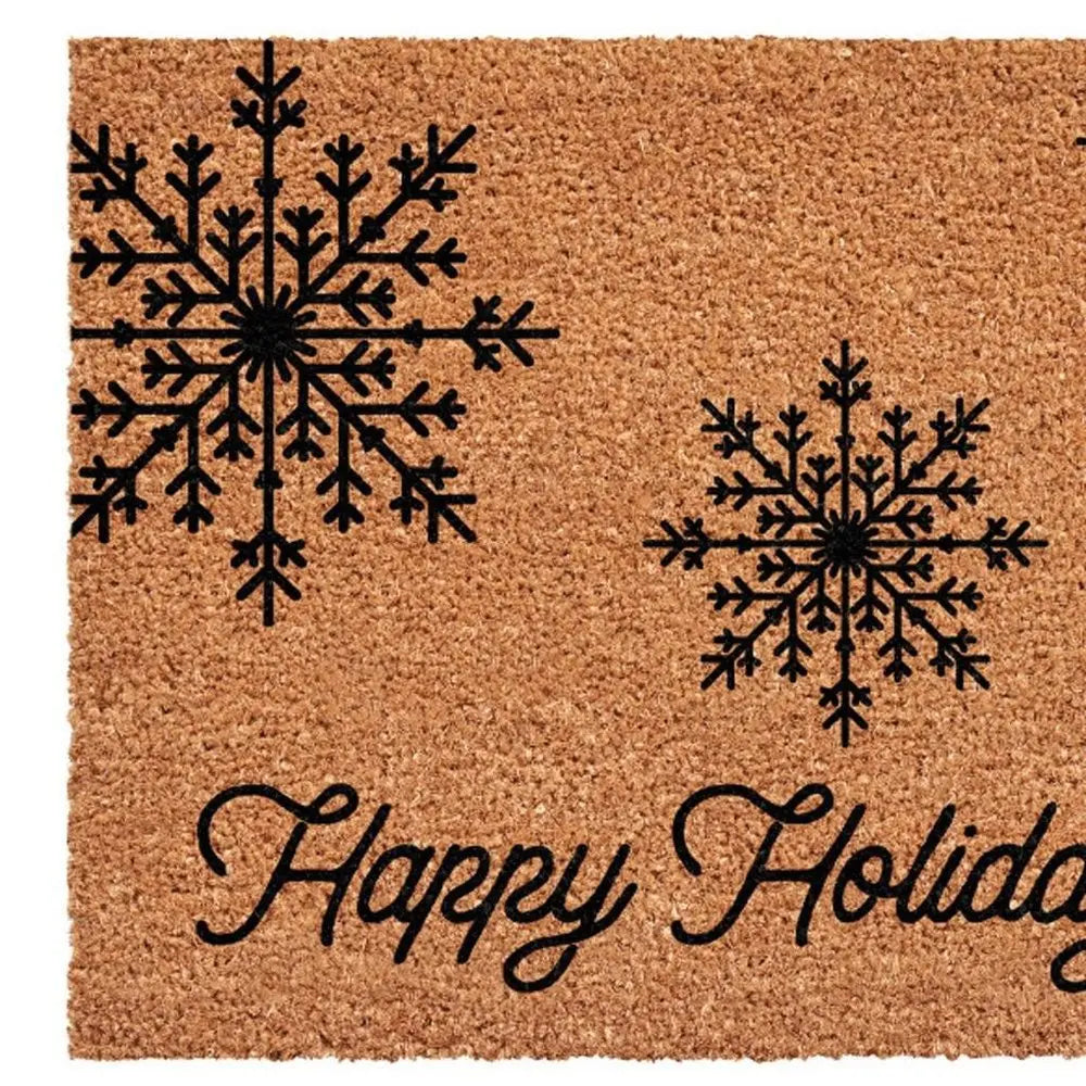 17" X 29" Brown And Black Christmas Merry Christmas Outdoor Coir Door Mat - NOVA HOME FURNITURE