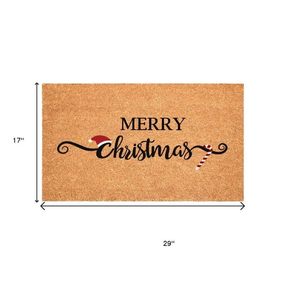 17" X 29" Brown And Black Christmas Merry Christmas Outdoor Coir Door Mat HomeRoots
