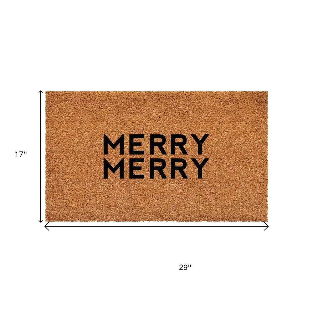 17" X 29" Brown And Black Christmas Outdoor Coir Door Mat - NOBLE HOME INTERIORS