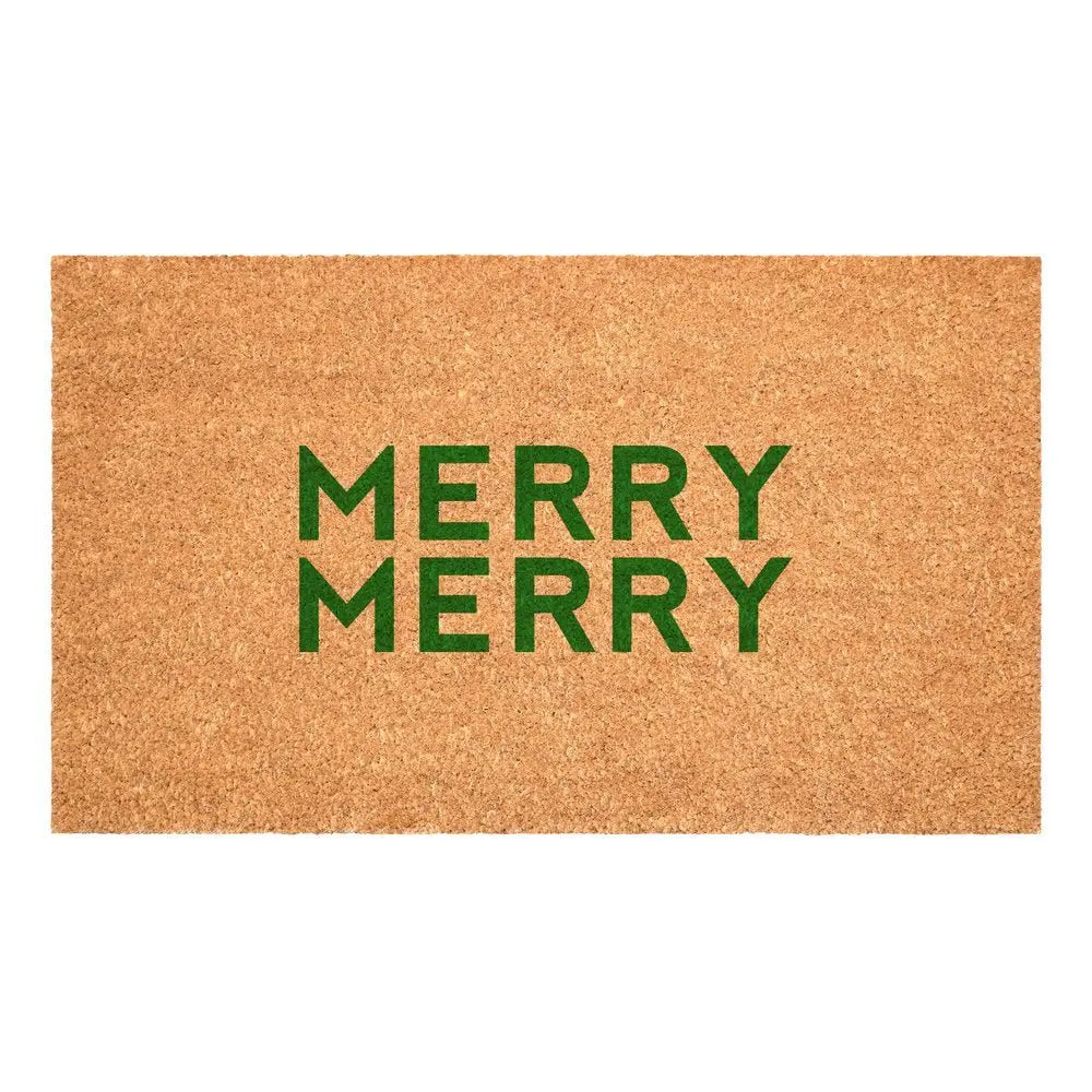 17" X 29" Brown And Black Christmas Outdoor Coir Door Mat - NOVA HOME FURNITURE