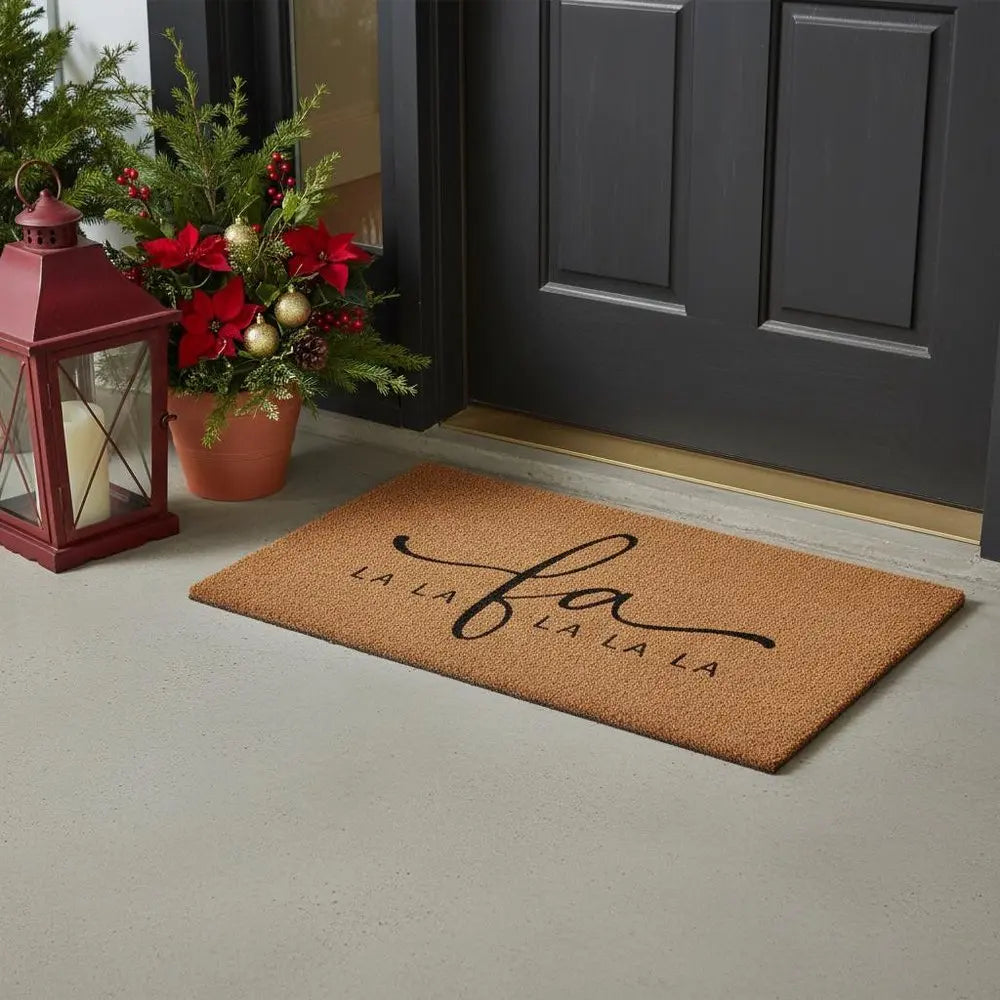 17" X 29" Brown And Black Christmas Outdoor Coir Door Mat - NOVA HOME FURNITURE