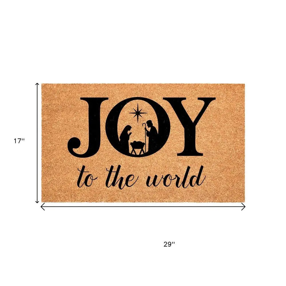 17" X 29" Brown And Black Christmas Outdoor Coir Door Mat - NOVA HOME FURNITURE