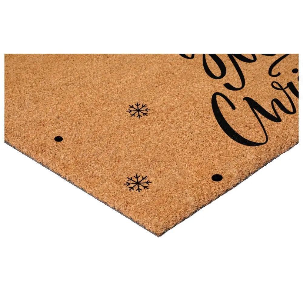 17" X 29" Brown And Black Christmas Outdoor Coir Door Mat - NOVA HOME FURNITURE