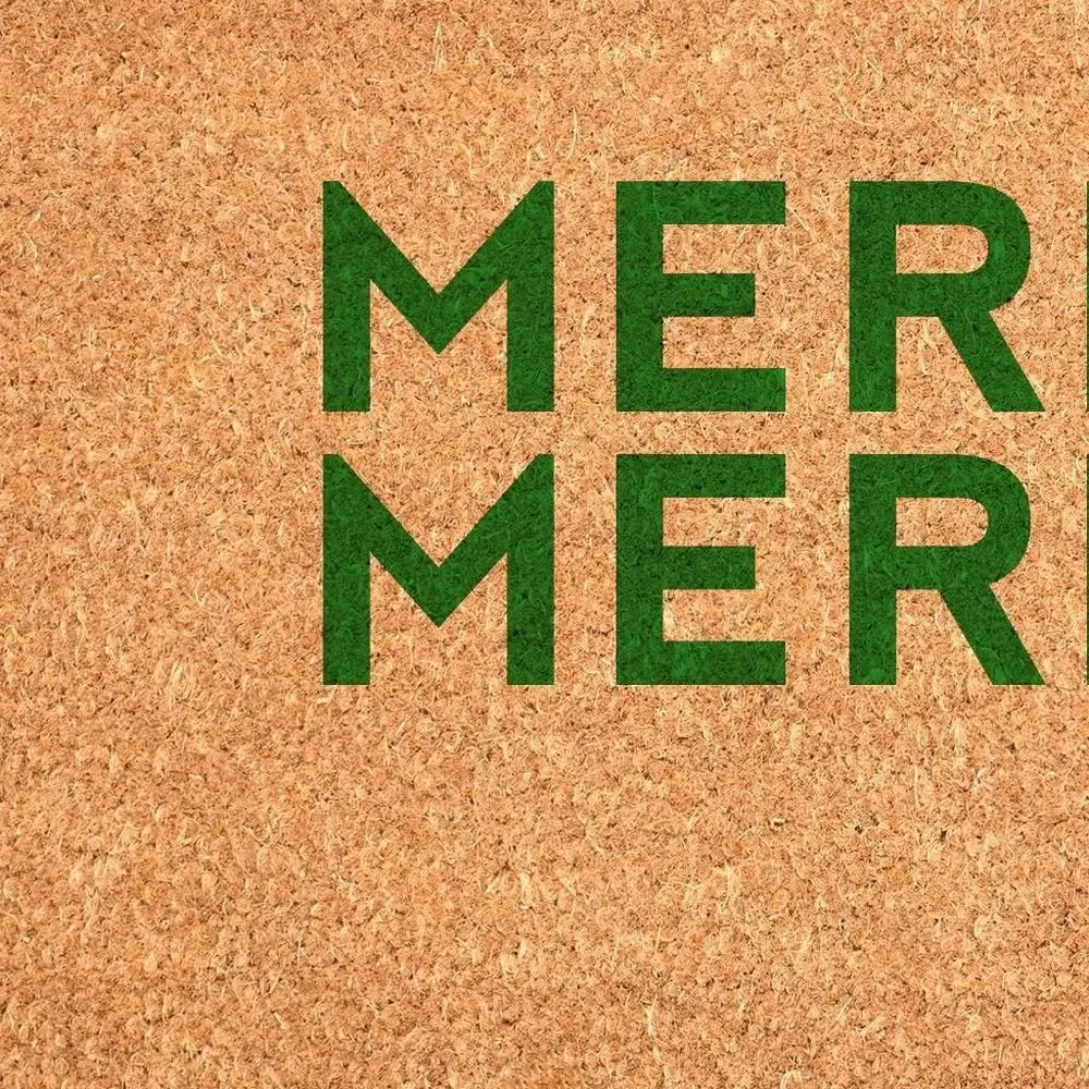 17" X 29" Brown And Black Christmas Outdoor Coir Door Mat - NOVA HOME FURNITURE