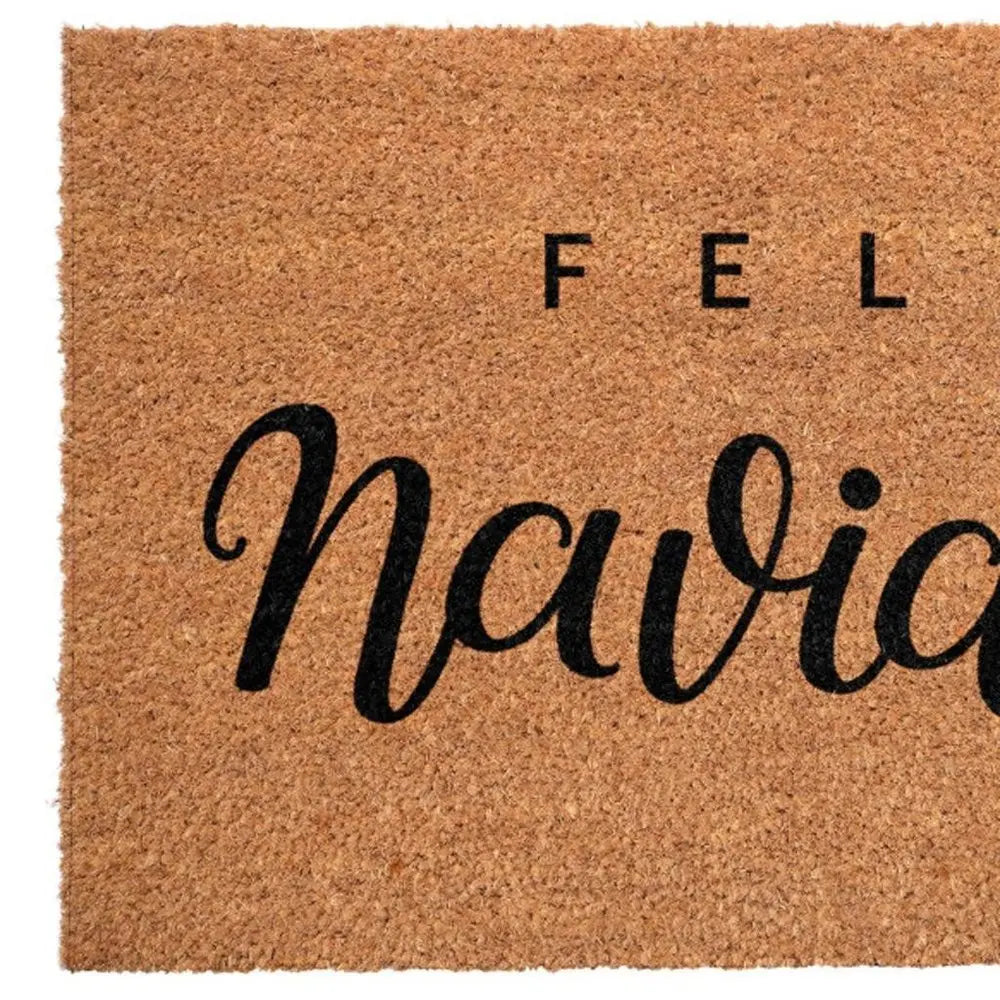 17" X 29" Brown And Black Christmas Outdoor Coir Door Mat - NOBLE HOME INTERIORS