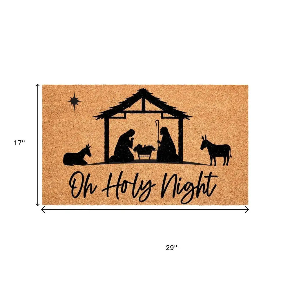 17" X 29" Brown And Black Christmas Outdoor Coir Door Mat - NOVA HOME FURNITURE