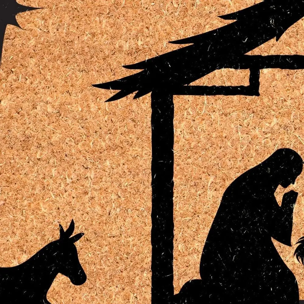 17" X 29" Brown And Black Christmas Outdoor Coir Door Mat - NOVA HOME FURNITURE