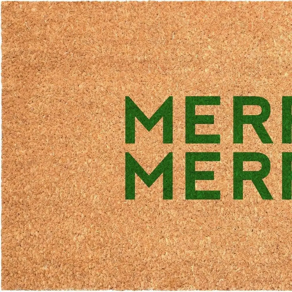 17" X 29" Brown And Black Christmas Outdoor Coir Door Mat - NOVA HOME FURNITURE