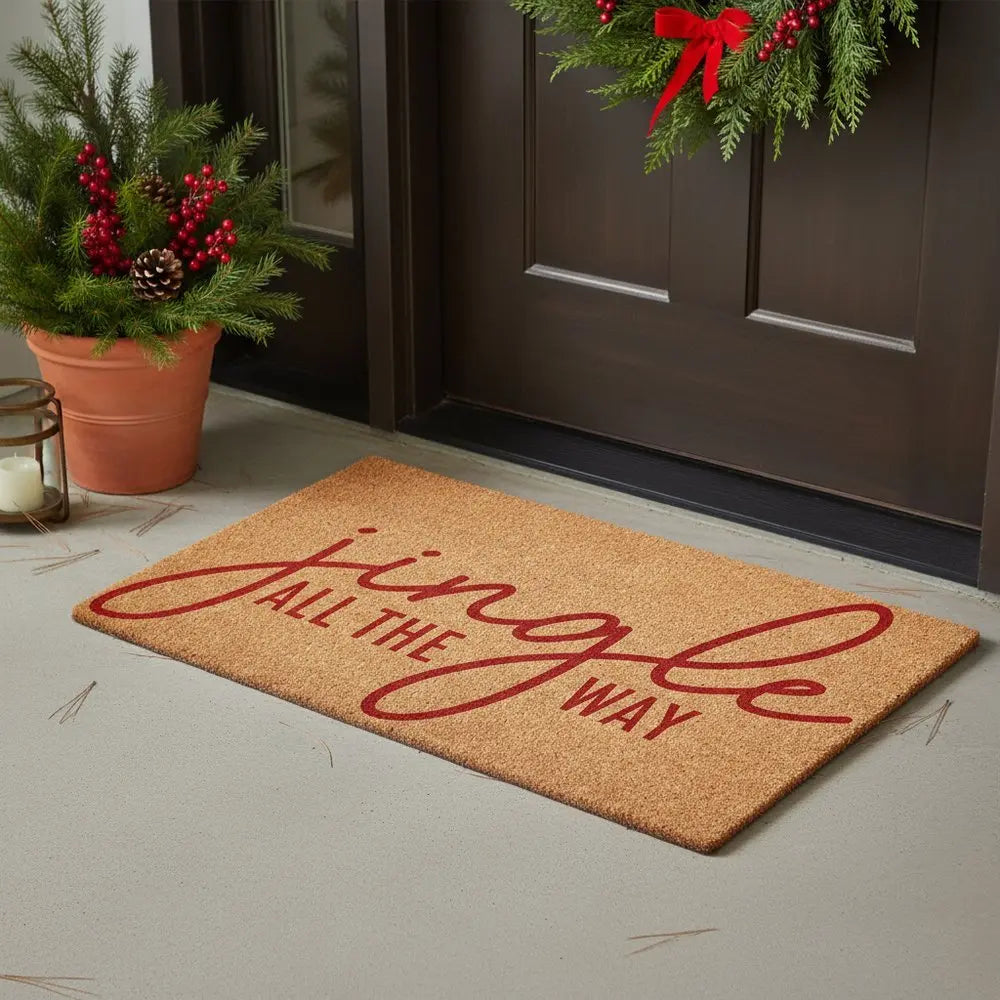 17" X 29" Brown And Black Christmas Outdoor Coir Door Mat - NOBLE HOME INTERIORS