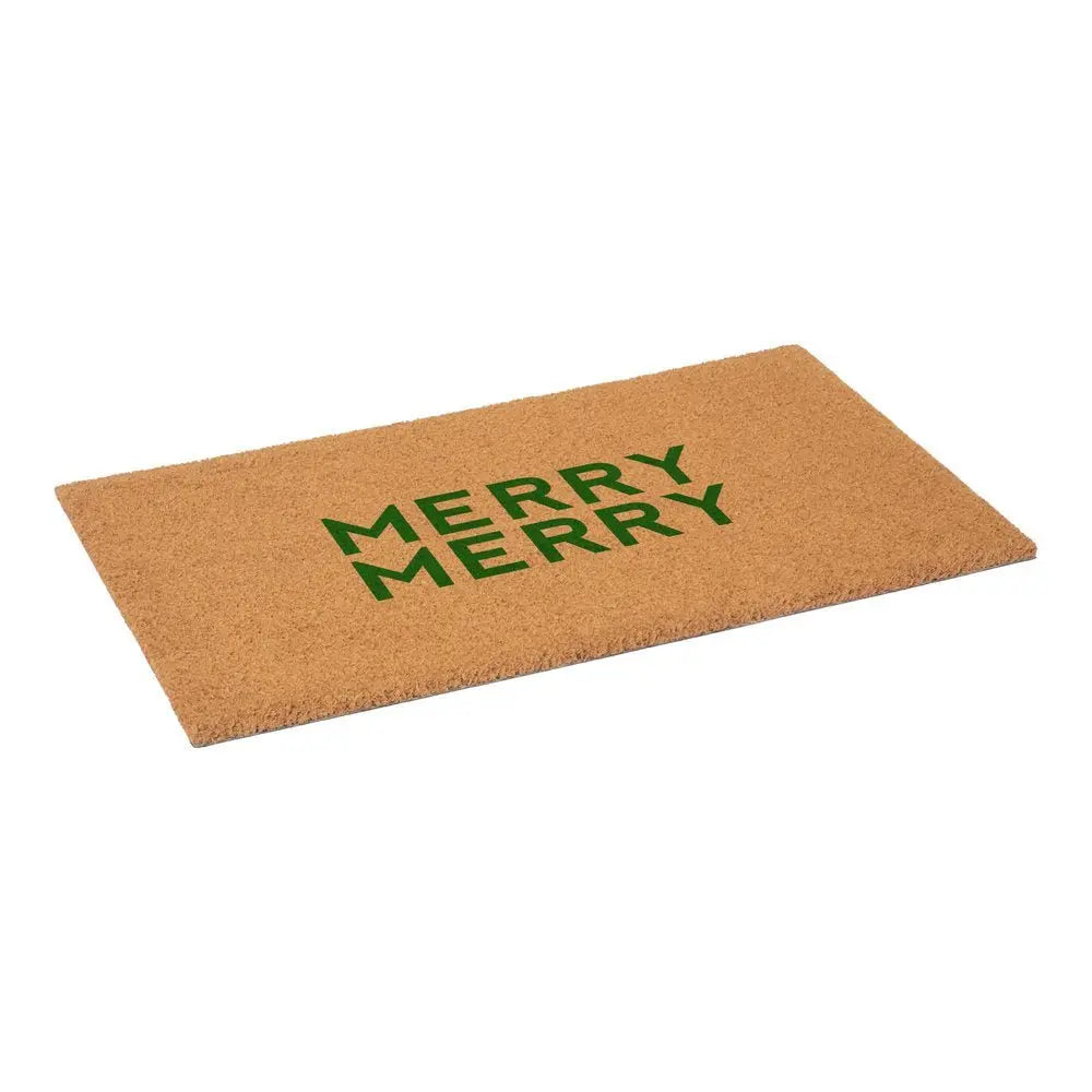 17" X 29" Brown And Black Christmas Outdoor Coir Door Mat - NOVA HOME FURNITURE