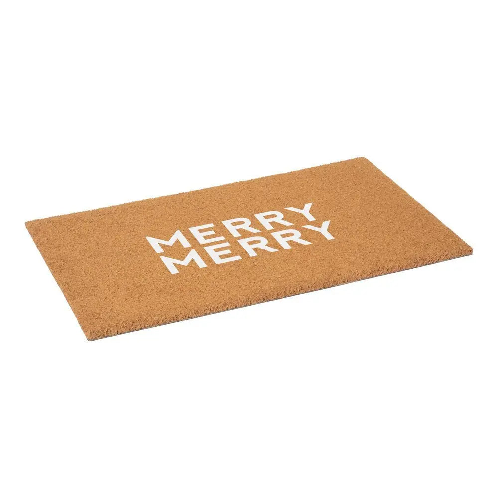 17" X 29" Brown And Black Christmas Outdoor Coir Door Mat - NOVA HOME FURNITURE