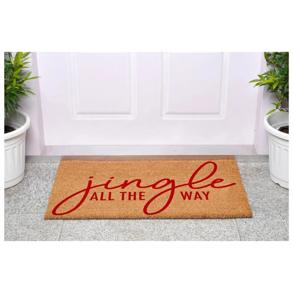 17" X 29" Brown And Black Christmas Outdoor Coir Door Mat - NOVA HOME FURNITURE