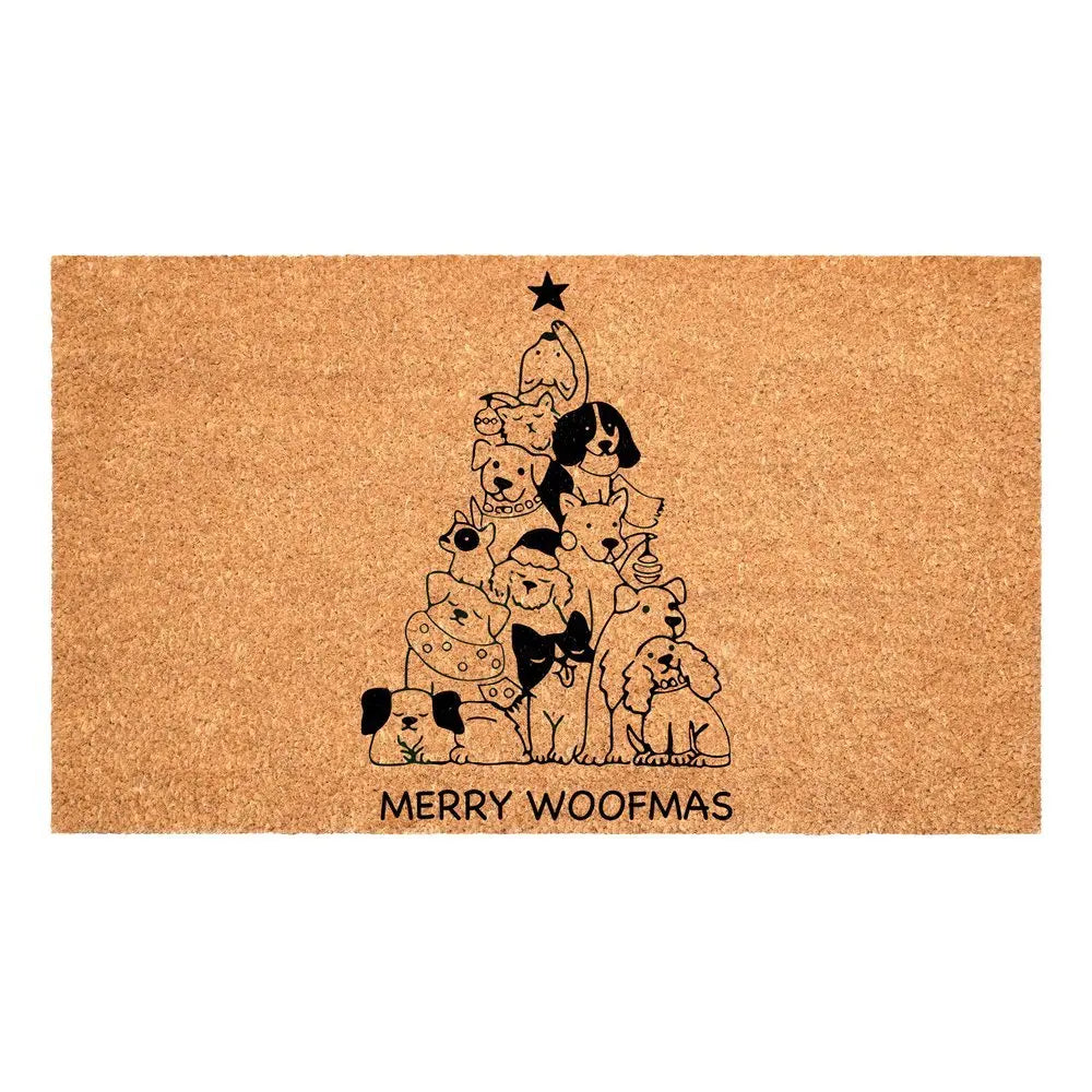 17" X 29" Brown And Black Christmas Outdoor Coir Door Mat - NOVA HOME FURNITURE