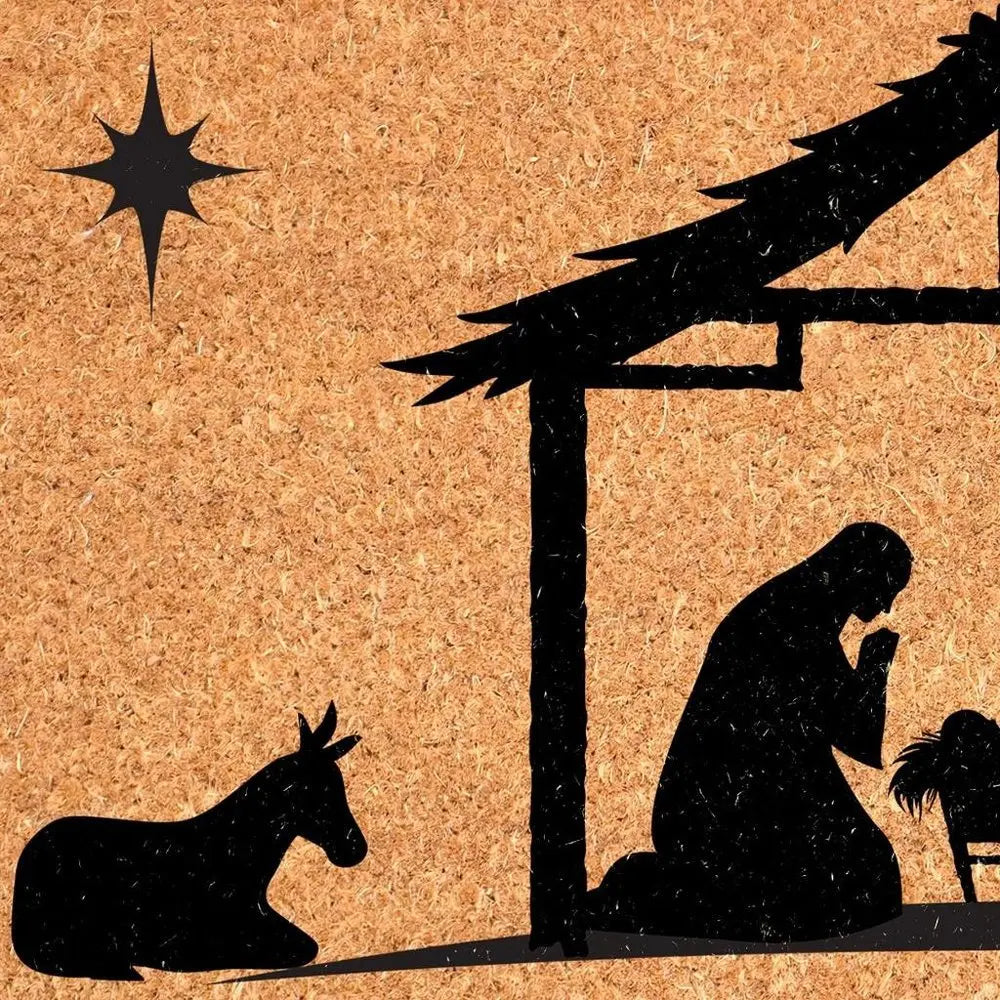 17" X 29" Brown And Black Christmas Outdoor Coir Door Mat - NOVA HOME FURNITURE