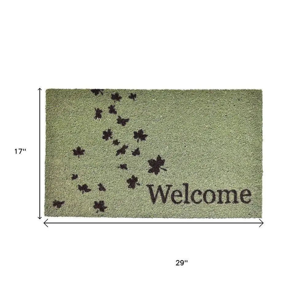17" X 29" Brown And Green Fall Leaves Welcome Outdoor Coir Door Mat - NOVA HOME FURNITURE