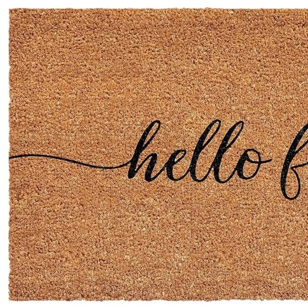 17" X 29" Brown And Natural Fall Hello Fall Outdoor Coir Door Mat - NOBLE HOME INTERIORS