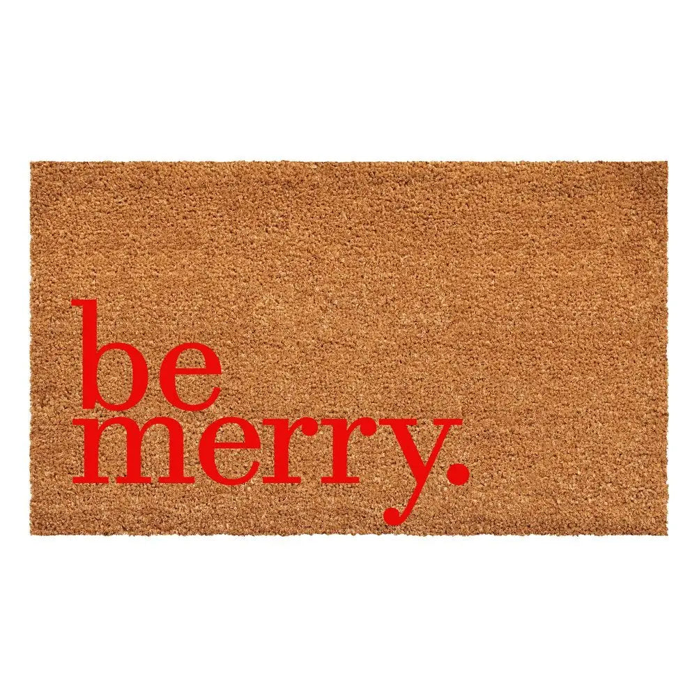 17" X 29" Brown And Red Christmas Outdoor Coir Door Mat - NOVA HOME FURNITURE