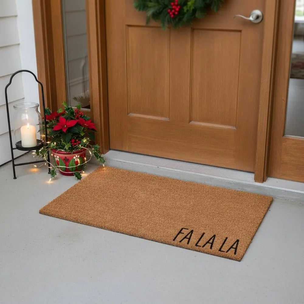 17" X 29" Brown Christmas Outdoor Coir Door Mat - NOVA HOME FURNITURE