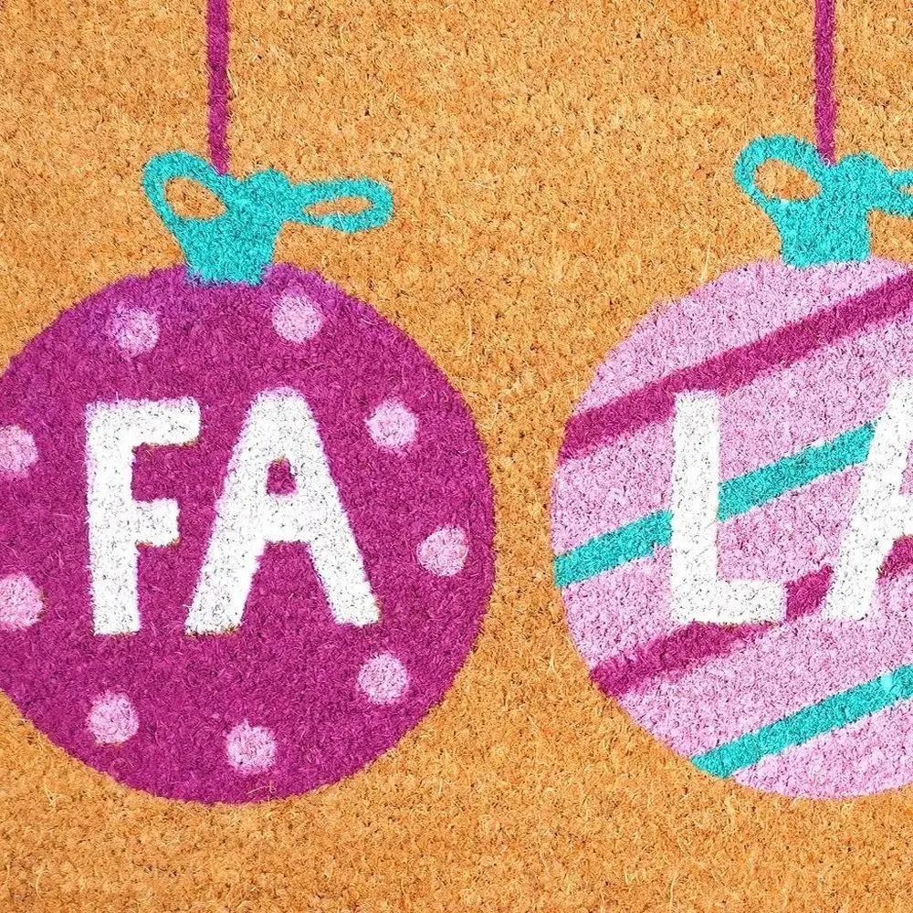 17" X 29" Brown White And Pink Christmas Outdoor Coir Door Mat - NOVA HOME FURNITURE