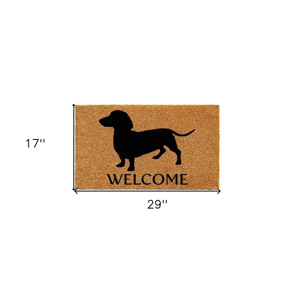 17" X 29" Natural and Black Coir Dachshund Welcome Outdoor Door Mat - NOBLE HOME INTERIORS
