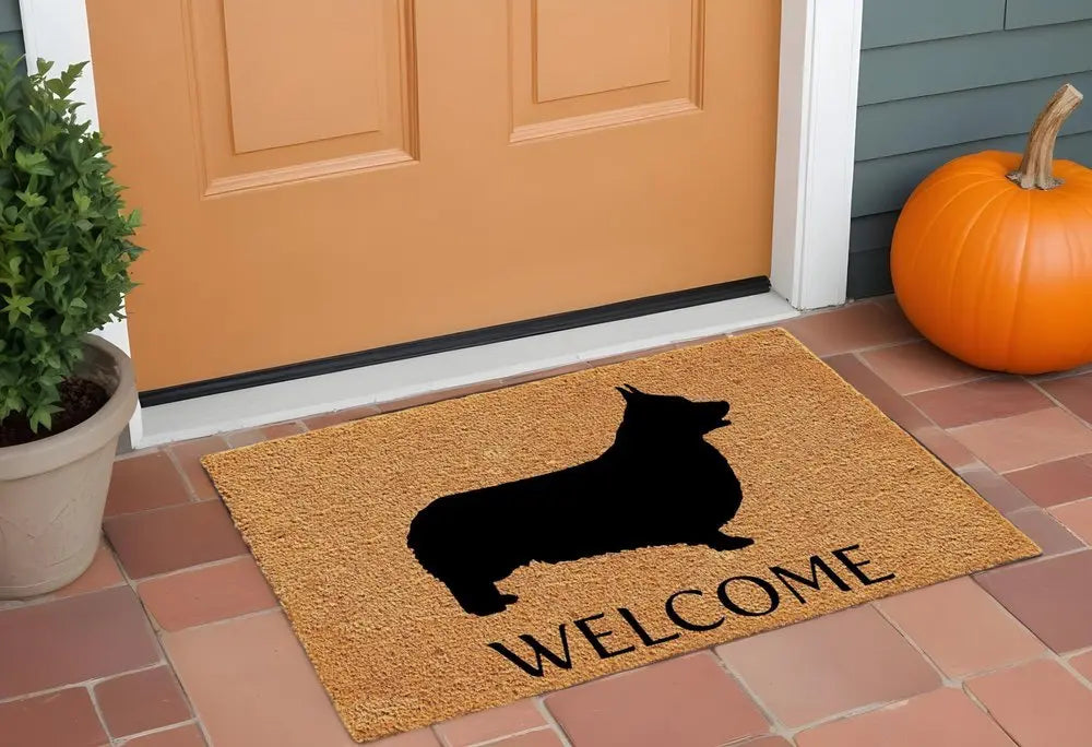 17" X 29" Natural and Black Coir Dachshund Welcome Outdoor Door Mat - NOBLE HOME INTERIORS