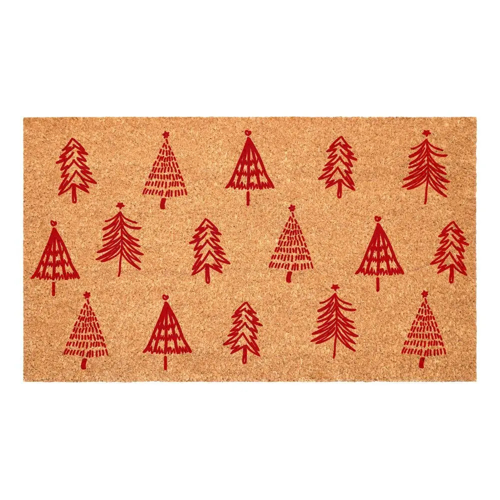 17" X 29" Natural and Black Coir Floral Welcome Outdoor Door Mat - NOBLE HOME INTERIORS