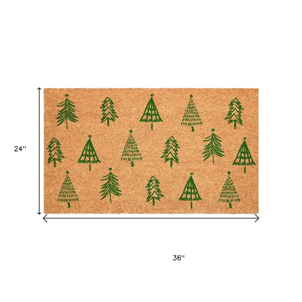 17" X 29" Natural and Black Coir Floral Welcome Outdoor Door Mat - NOBLE HOME INTERIORS