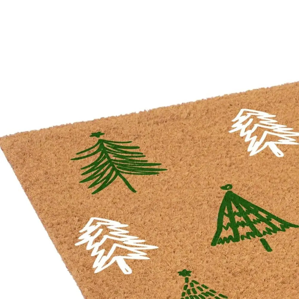 17" X 29" Natural and Black Coir Floral Welcome Outdoor Door Mat - NOBLE HOME INTERIORS