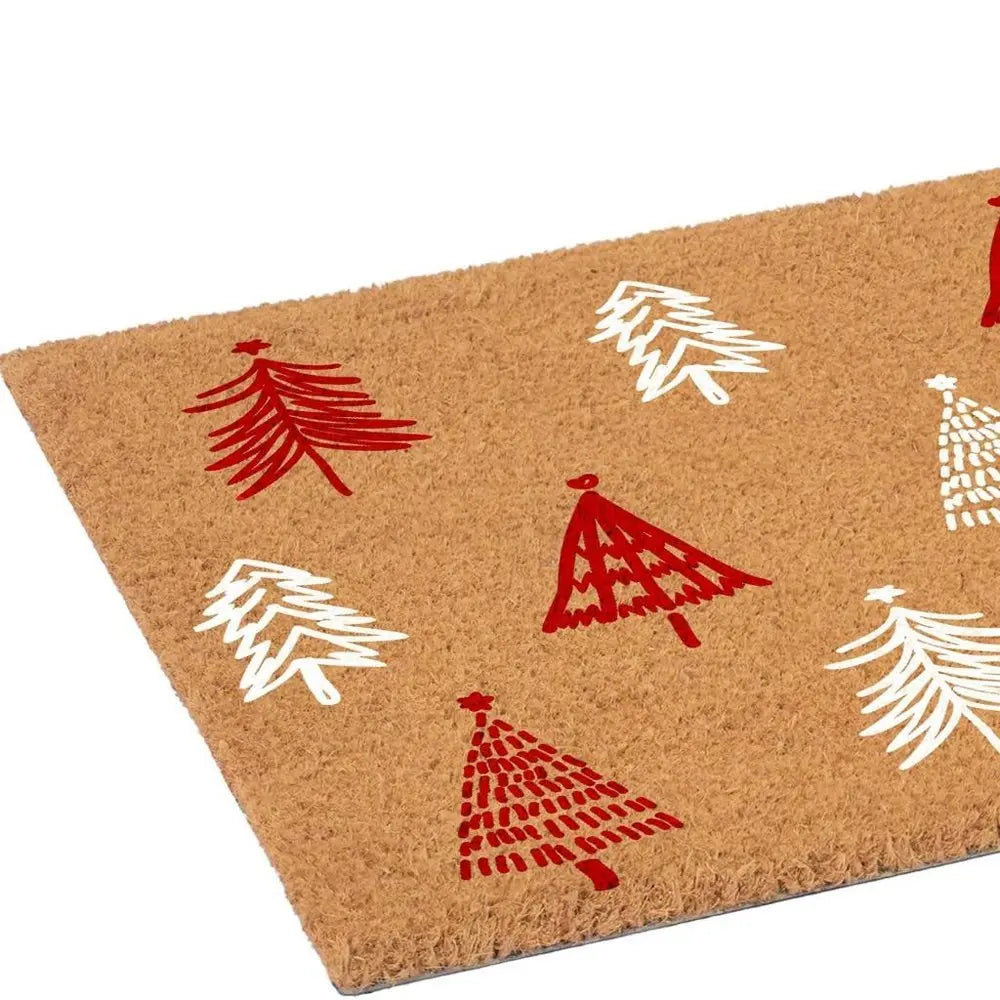 17" X 29" Natural and Black Coir Floral Welcome Outdoor Door Mat - NOBLE HOME INTERIORS