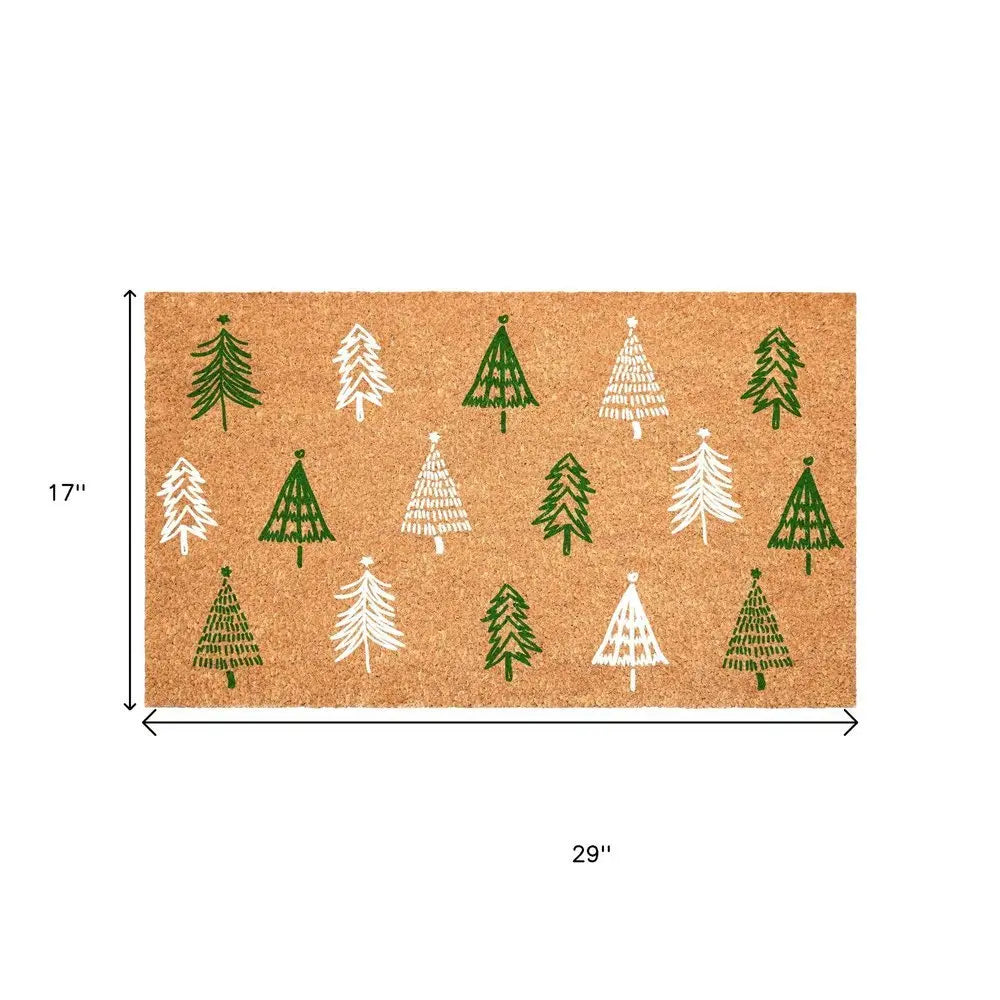 17" X 29" Natural and Black Coir Floral Welcome Outdoor Door Mat - NOBLE HOME INTERIORS