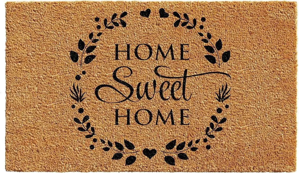 17" X 29" Natural and Black Coir Home Sweet Home Outdoor Door Mat - NOBLE HOME INTERIORS