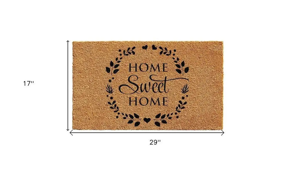 17" X 29" Natural and Black Coir Home Sweet Home Outdoor Door Mat - NOBLE HOME INTERIORS