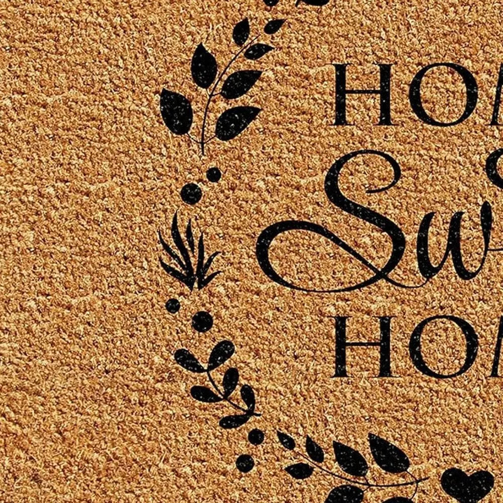 17" X 29" Natural and Black Coir Home Sweet Home Outdoor Door Mat - NOBLE HOME INTERIORS