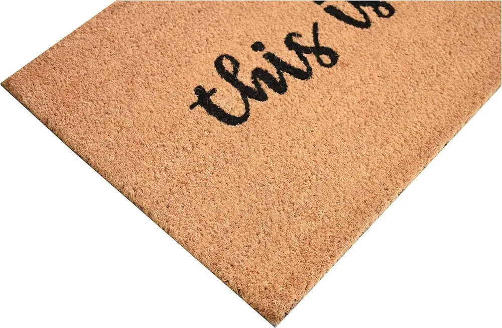 17" X 29" Natural and Black Coir This is Us Outdoor Door Mat - NOBLE HOME INTERIORS