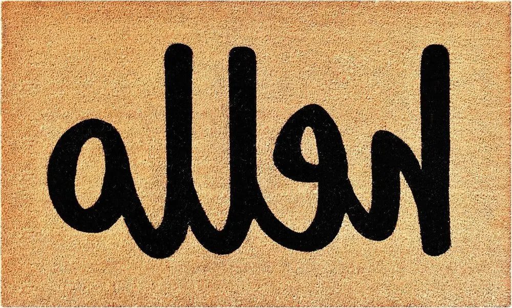 17" X 29" Natural And Black Hello Outdoor Coir Door Mat - NOBLE HOME INTERIORS
