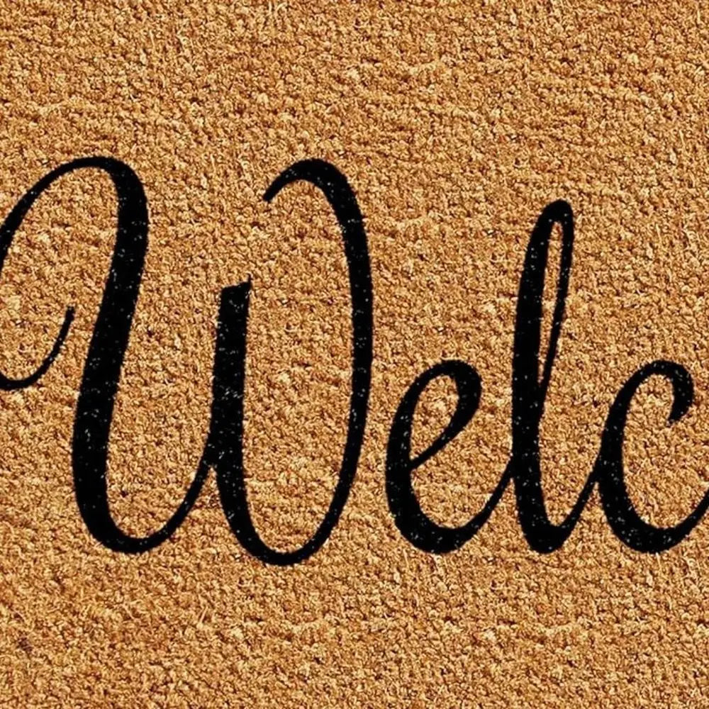 17" X 29" Natural And Black Pineapple Welcome Outdoor Coir Door Mat - NOBLE HOME INTERIORS